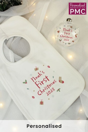 Personalised 1st Christmas Bib & Bauble Set by PMC (K38507) | £20