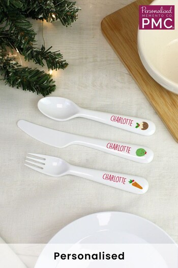 Personalised Christmas Dinner 3 Piece Plastic Cutlery Set by PMC (K38520) | £10