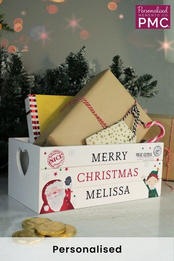 Personalised Christmas White Wooden Crate by PMC (K38525) | £20