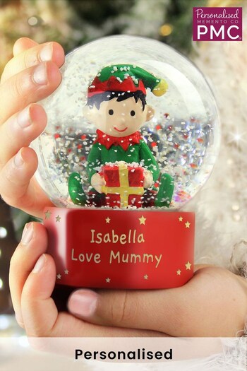 Personalised Message Elf Glitter Snow Globe by PMC (K38526) | £17
