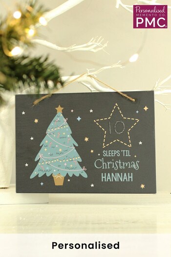 Personalised Christmas Chalk Countdown Hanging Large Slate Sign by PMC (K38532) | £15
