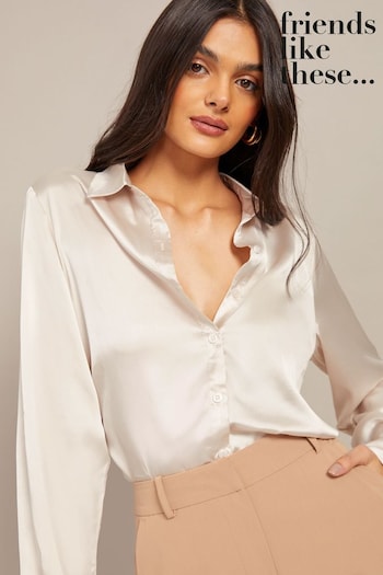 Friends Like These Champagne Satin Button Through Shirt (K38584) | £34