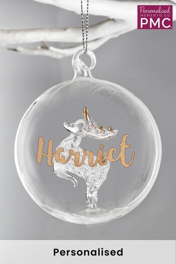 Personalised Reindeer Glass Bauble by PMC (K38747) | £10