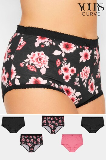 Yours Curve Pink 5 Pack Animal Heart Full Briefs (K38938) | £17