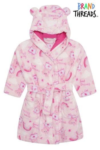 Brand Threads Pink Peppa Pig Fleece Dressing Gown with Hood and Ears - Girls (K39334) | £20