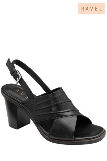 Ravel Black Leather Block Heel Sandal With Buckle Fastening (K39376) | £85