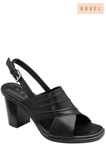 Ravel Black Leather Block Heel Sandal With Buckle Fastening (K39394) | £85
