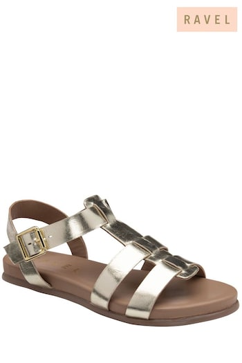 Ravel Gold Leather Padded Sock Sandal With Buckle Fastening (K39395) | £70