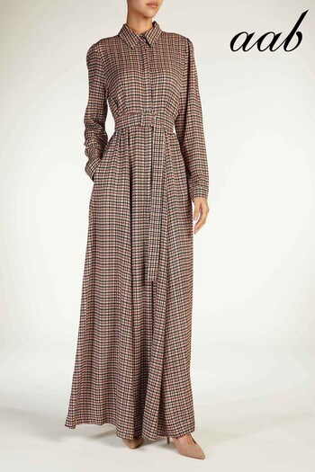 Aab Brown Mico Plaid Maxi Dress (K39493) | £78