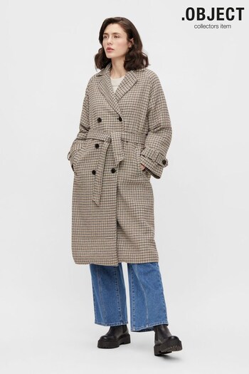 OBJECT Brown Heritage Trench Style Coat With Wool (K39516) | £100