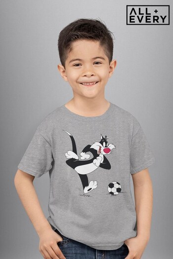 All + Every Heather Grey Looney Tunes Football Pepe Le Pew Dribble Kids T-Shirt (K39568) | £18