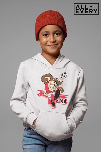 All + Every White Looney Tunes Football Taz For England Header Kids Hoodie (K39569) | £26