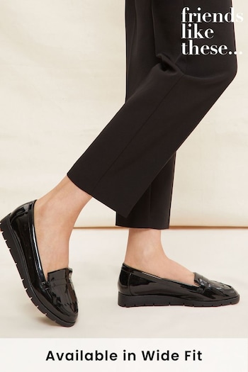 Friends Like These Black Wide FIt Tassel Comfort Slip On Loafer (K39636) | £29