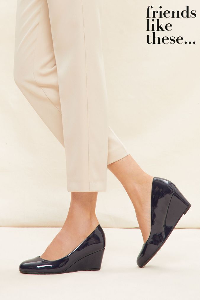 Navy wedge shoes cheap wide fit