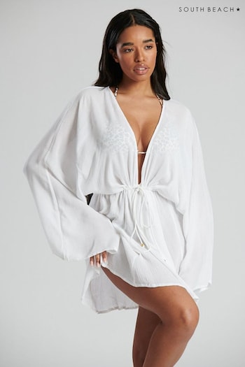 South Beach White Crinkle Beach Dress (K39657) | £30