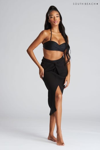 South Beach Black Crinkle Beach Skirt (K39664) | £25