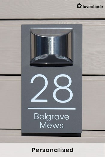Personalised Solar House Sign LED Illuminated Contemporary Door Number Plaque by Loveabode (K39680) | £29