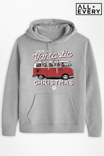 All + Every Heather Grey Volkswagen Have A Vantastic Christmas Camper Men's Hoodie (K39703) | £40