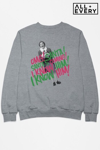 All + Every Heather Grey Elf Christmas Omg Santa's Coming I Know Him Men's Sweatshirt (K39727) | £36