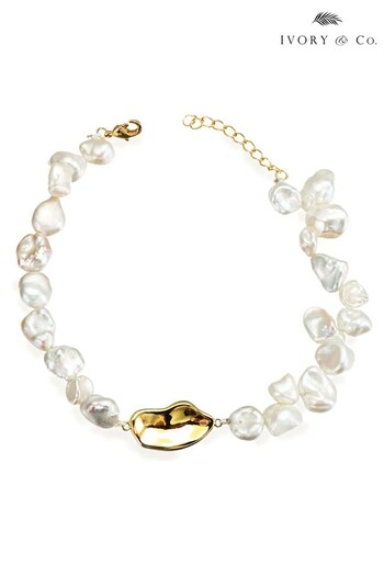 Ivory & Co Gold Tahiti Designer Baroque Pearl Bracelet (K39768) | £55