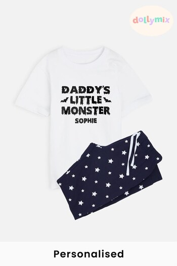 Personalised "Daddy's Little Monster" Pyjamas for Girls by Dollymix (K40128) | £30