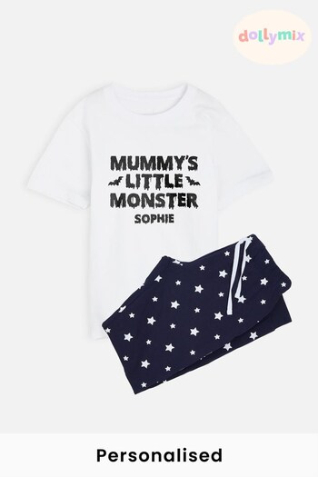Personalised "Mummy's Little Monster" Pyjamas for Girls by Dollymix (K40130) | £30