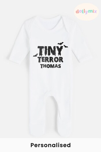 Personalised Tiny Terror Baby Rompersuit by Dollymix (K40132) | £20