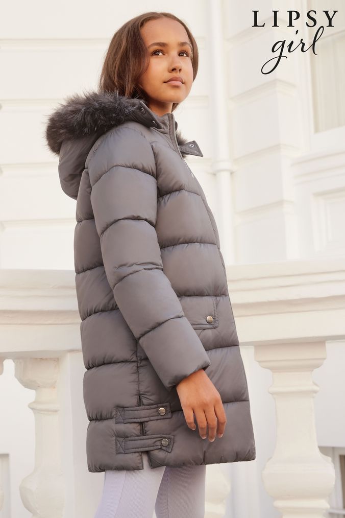 Girls Grey Coats Jackets Grey Faux Fur Coats Next UK