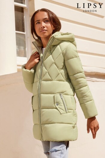 Lipsy Olive Green Diamond Quilted Duvet Coat (K40163) | £63 - £71