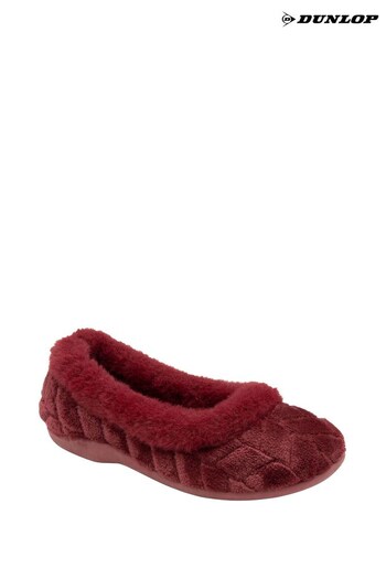 Dunlop Red Olwen Closed Toe Plush Slippers - Ladies (K40362) | £24