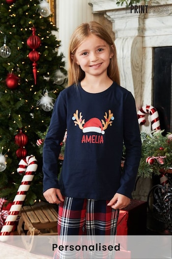 Personalised Girls Santa Hat Pyjamas by The Print Press (K40407) | £34