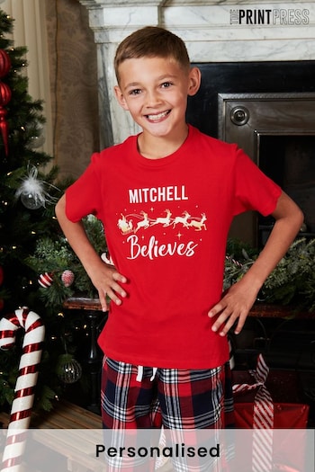 Personalised Believes Boys Christmas Pyjamas by The Print Press (K40418) | £30