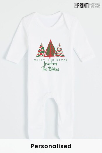 Personalised Merry Christmas Baby Sleepsuit by The Print Press (K40441) | £20