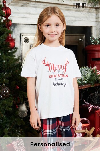Personalised Girls Merry Christmas Pyjamas by The Print Press (K40445) | £30