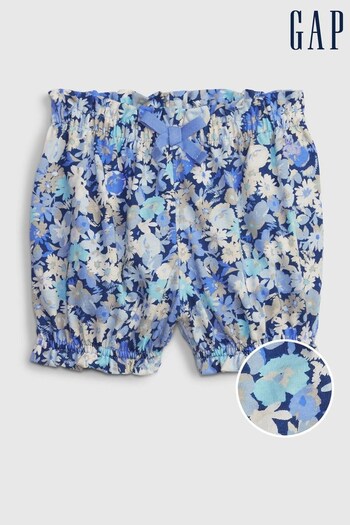 Gap Blue Floral Print Ruffle Hem Organic Cotton Shorts - Nevada (K40549) | £8