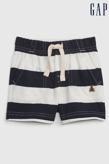 Gap Navy Blue and White Striped Pull On Cotton Shorts - Baby (K40570) | £8