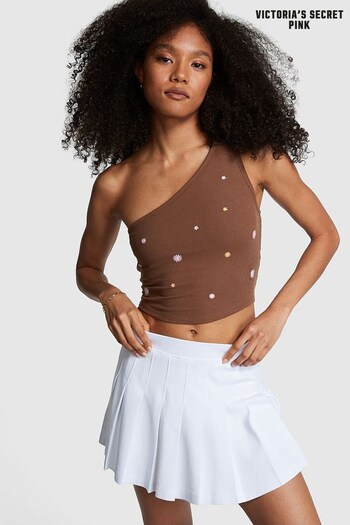 Victoria's Secret PINK Soft Cappuccino Brown Shrunken One Shoulder Shelf Tank (K40660) | £16