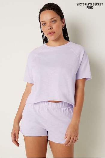 Victoria's Secret PINK Purple Whisper Summer Lounge Cotton Pyjama Short Sleeve TShirt (K40663) | £20