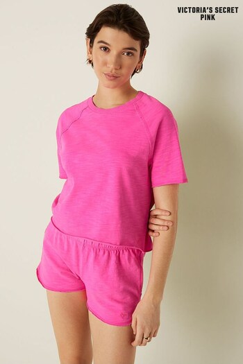 Victoria's Secret PINK Atomic Pink Summer Lounge Cotton Pyjama Short Sleeve TShirt (K40665) | £20