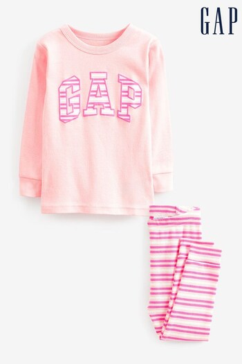 Gap Pink Logo Stripe Long Sleeve Pyjamas (K40715) | £18