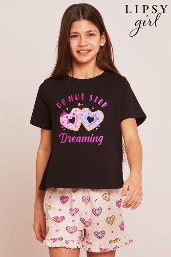 Lipsy Pink Donut Jersey Shorts Pyjamas (K40846) | £15 - £23