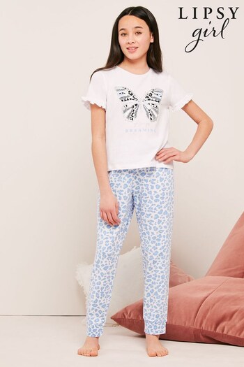 Lipsy Blue Short Sleeve Long Leg Pyjama Set (K40851) | £17 - £25