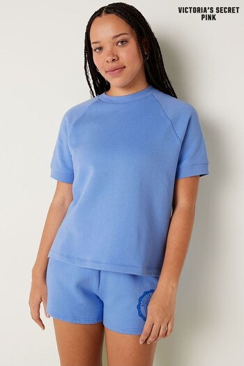 Victoria's Secret PINK Cornflower Blue Short Sleeve Oversized Crew Neck T-Shirt (K40907) | £14