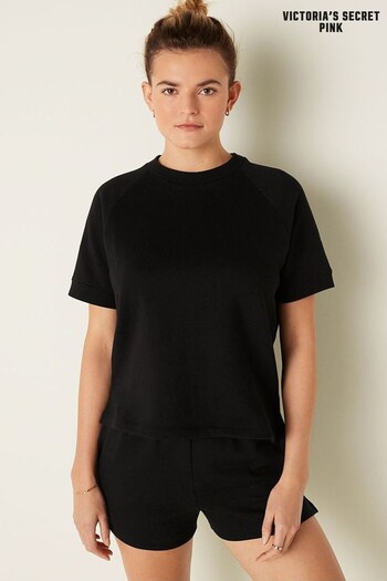 Victoria's Secret PINK Pure Black Short Sleeve Oversized Crew Neck T-Shirt (K40912) | £26