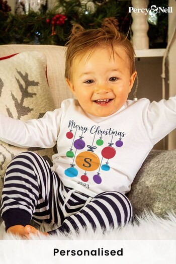 Personalised Multi Colour Bauble Pyjama set for Babies by Percy & Nell (K40920) | £26
