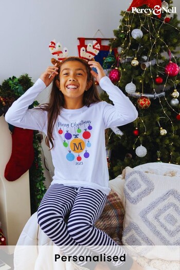 Personalised Multi Colour Bauble Pyjama set for Kids by Percy & Nell (K40922) | £28