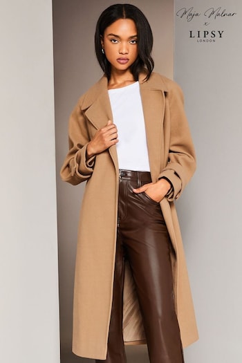 Lipsy Camel Belted Smart Wrap Trench Coat (K40945) | £92