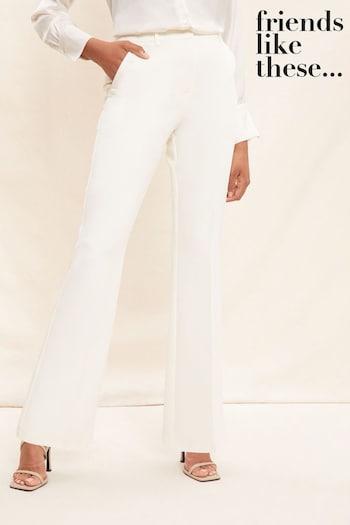 Friends Like These Ivory Floor Length Flare Tailored Trousers (K40952) | £32