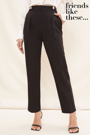 Friends Like These Black Tab Button Pleat Trousers (K40955) | £32