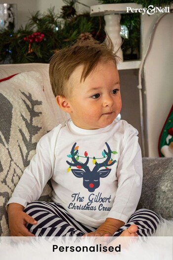 Personalised Reindeer with Baubles Pyjama set for Babies by Percy & Nell (K40964) | £26